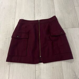 Madewell Burgundy Zip-Front Cargo Pocket Mini Skirt